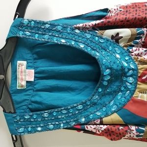 Flying Tomato Dress with Jeweled Neckline Sleeveless EUC